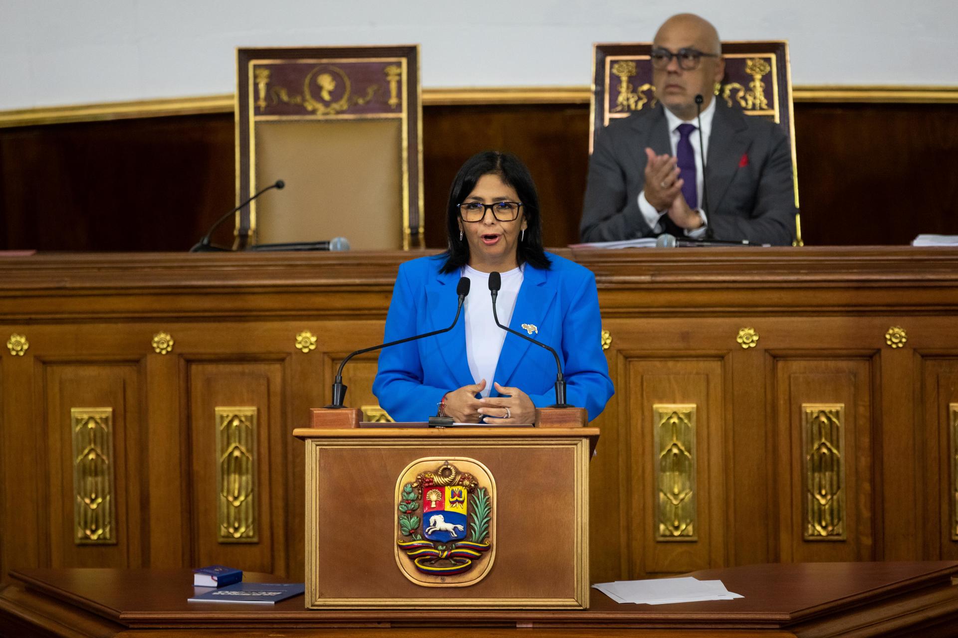Fotografía de archivo de la vicepresidenta de Venezuela, Delcy Rodríguez. EFE/Rayner Pena R.
