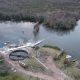 Fotografía aérea de la planta de tratamiento de Aguas Corrientes, el 8 de julio de 2023, en Canelones (Uruguay). EFE/Gastón Britos