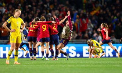 Jugadoras de la selección española femenina de fútbol fueron registradas este martes, 15 de agosto, al celebrar su paso a la final del Munidal FIFA 2023 de Australia y Nueva Zelanda, tras derrotar 2-1 a Suecia, en Auckland (Nueva Zelanda). EFE/Aaron Gillions