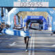 El atleta keniano Hillary Kipkoech cruza la línea de meta para ganar el Medio Maratón de Madrid en categoría masculina.  EFE/ Juan Carlos Hidalgo/Archivo