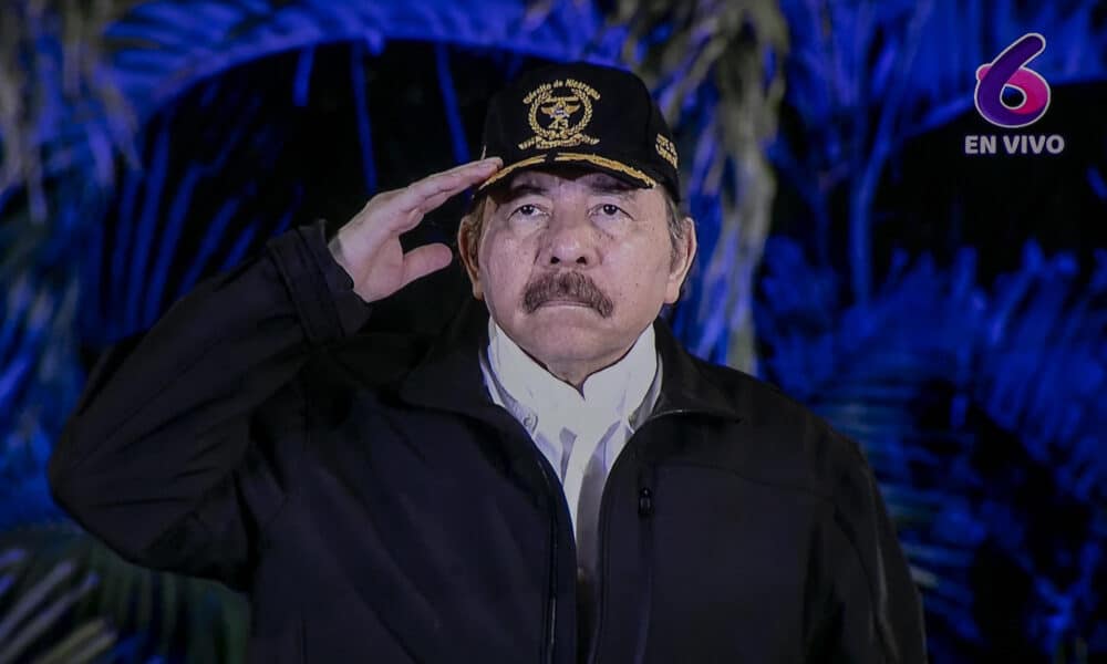 Fotografía de archivo de una captura de una pantalla que muestra al presidente de Nicaragua Daniel Ortega. EFE/Jorge Torres