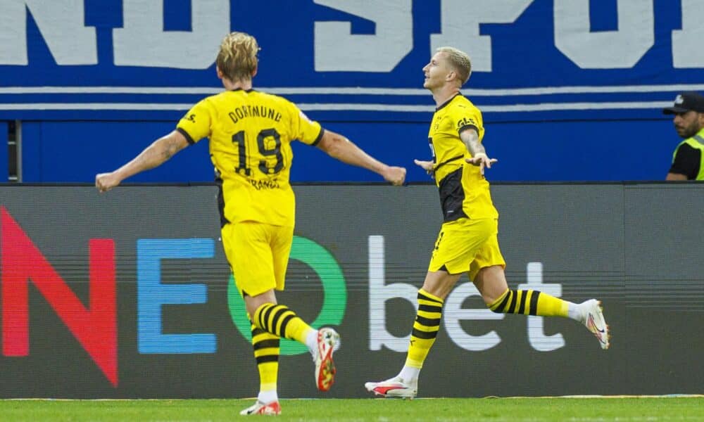 Marco Reus celebra el 1-2. EFE/EPA/CHRISTOPHER NEUNDORF