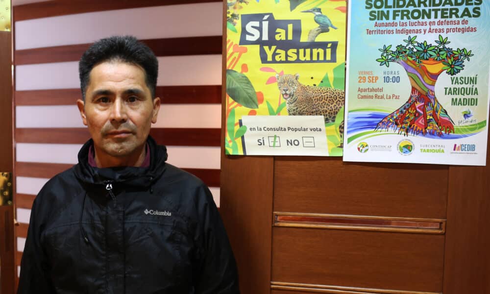 Francisco Romero, dirigente de la Subcentral Tariquia, posa hoy durante el foro "Solidaridades sin fronteras", en La Paz (Bolivia). EFE/Luis Gandarillas