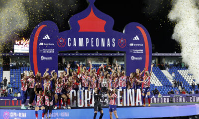 Las jugadoras del Atlético de Madrid celebran su victoria en la Copa de la Reina. EFE/JuanJo Martín/Archivo