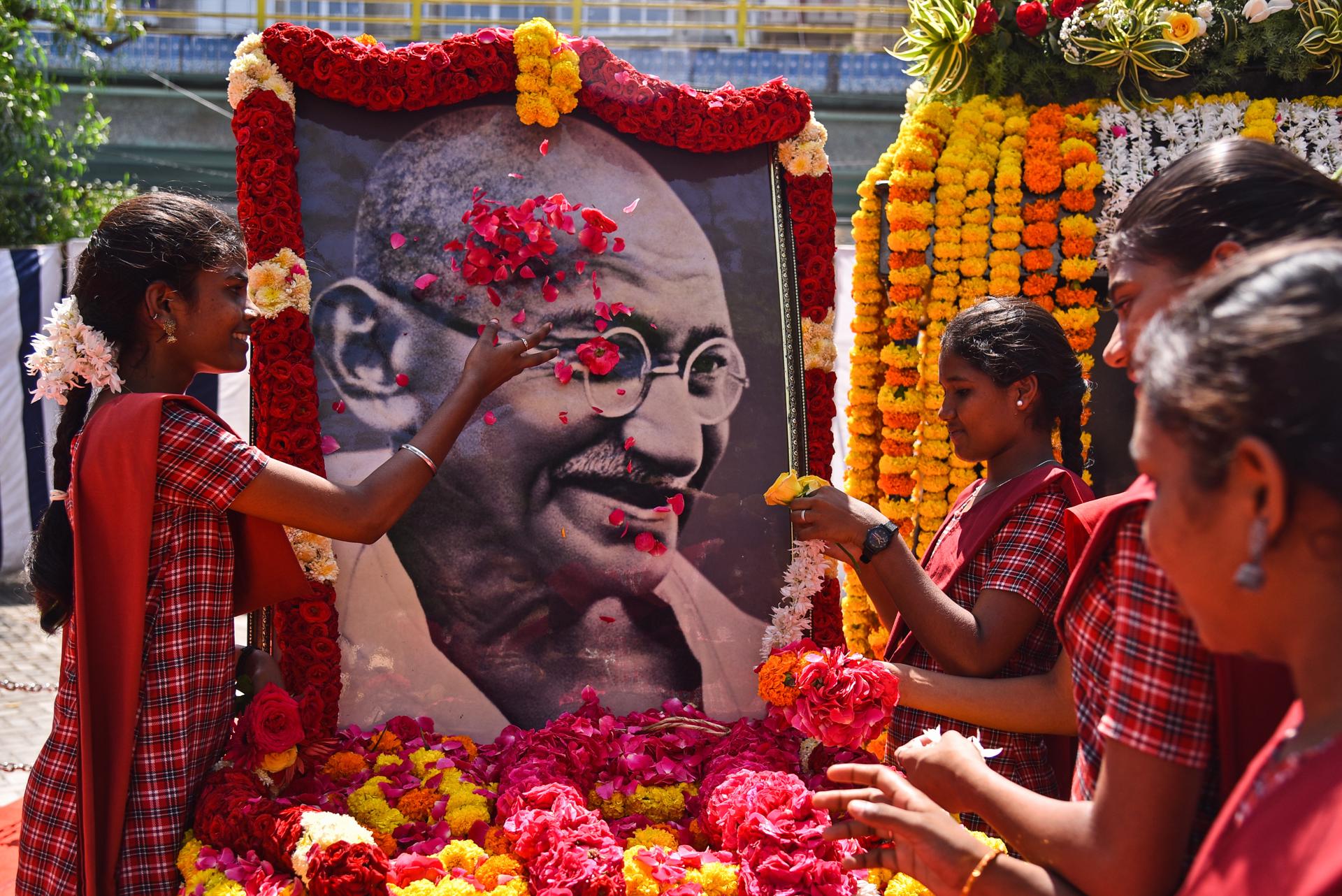 Celebración del aniversario de Gandhi em Chennai, India. EFE/EPA/IDREES MOHAMMED