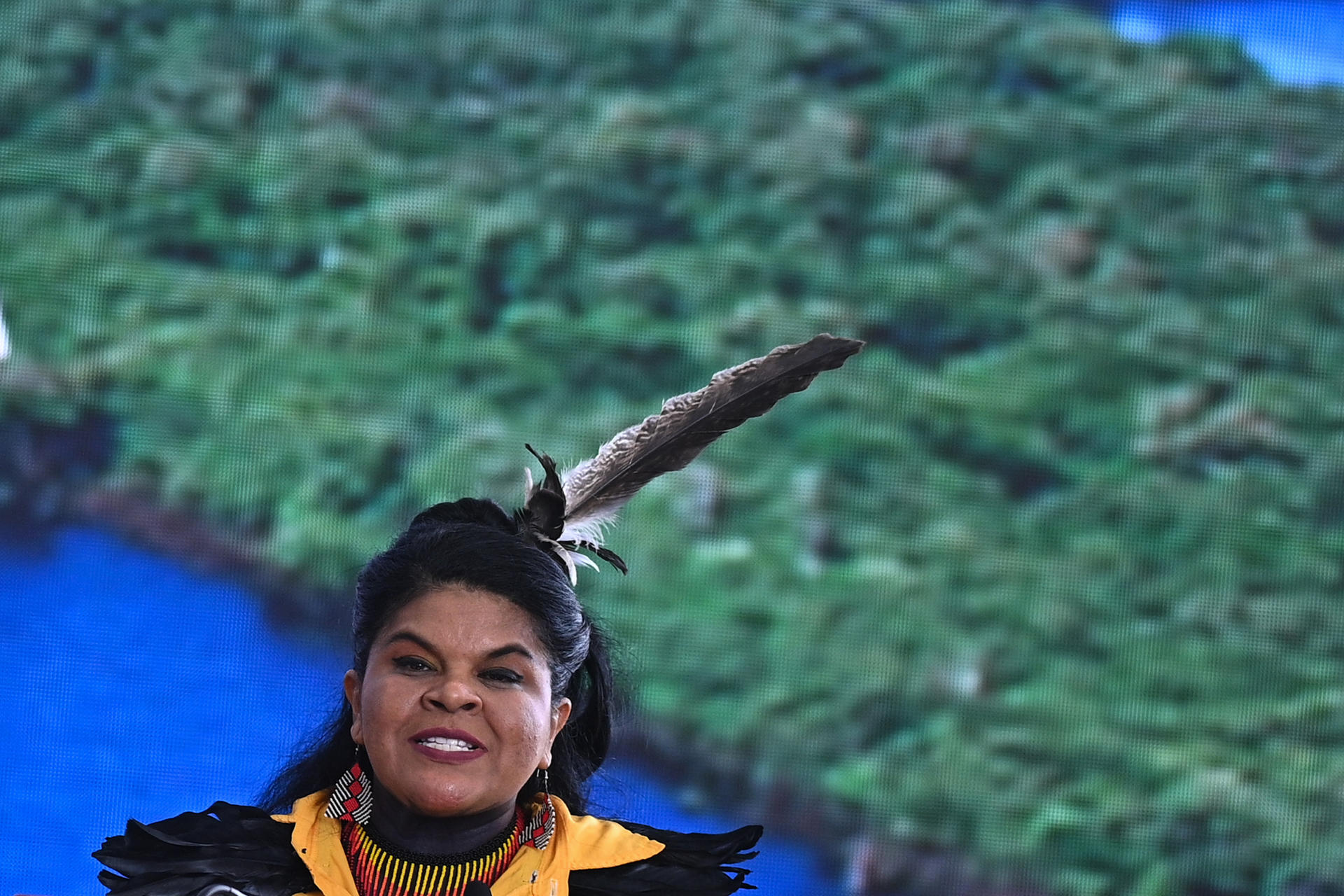 La ministra de los Pueblos Indígenas de Brasil, Sônia Guajajara, en una fotografía de archivo. EFE/André Borges