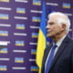 El alto representante para política exterior de la Unión Europea, Josep Borrell, durante una rueda de prensa en la Kiev este domingo. 
EFE/Marcel Gascón