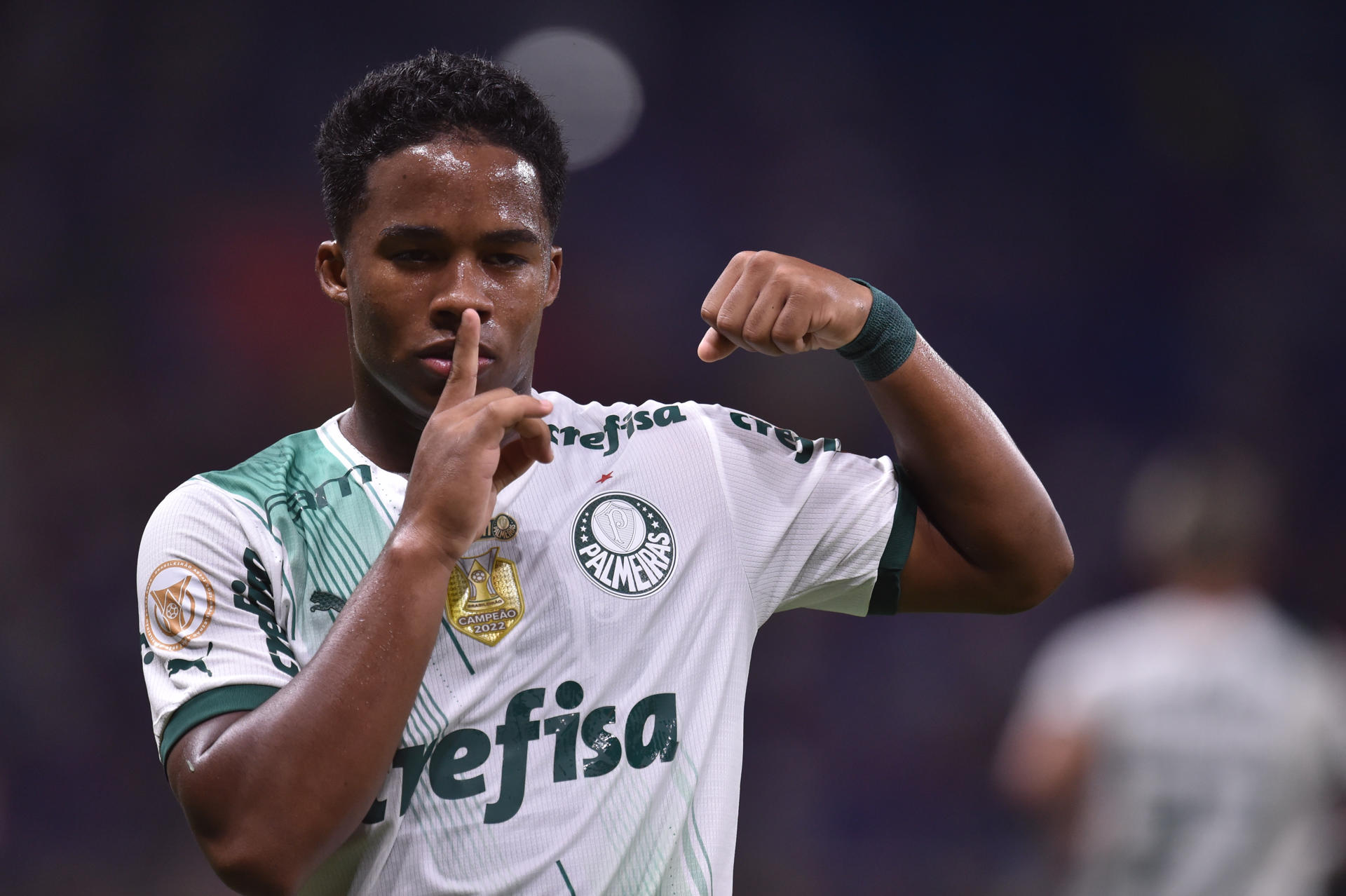 Endrick Felipe de Palmeiras celebra un gol, en una foto de archivo. EFE/ Yuri Edmundo