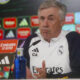 El entrenador del Real Madrid, Carlo Ancelotti durante la rueda de prensa posterior al entrenamiento del equipo en la Ciudad Deportiva de Valdebebas en Madrid. EFE/ Fernando Alvarado