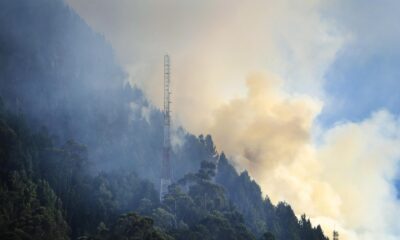 Vista de un incendio forestal en el cerro El Cable, en Bogotá (Colombia). EFE/ Carlos Ortega