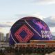 Fotografía de la Esfera de Las Vegas con el logotipo del Super Bowl LVIII, el 7 de febrero de 2024, en Las Vegas, Nevada (Estados Unidos). EFE/ Caroline Brehman