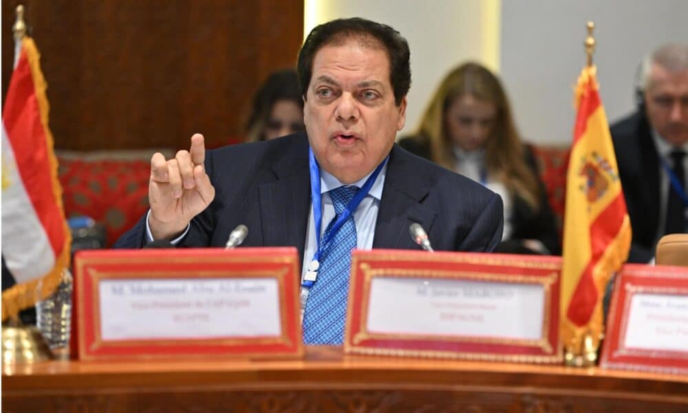 Muhammad Abu Al-Enein, Vicepresidente del Parlamento egipcio, habla durante la 8ª Cumbre de Presidentes de Parlamentos miembros de la Asamblea Parlamentaria de la Unión por el Mediterráneo en Rabat, Marruecos, 15 de febrero de 2024. (Egipto, Marruecos) EFE/EPA/Jalal Morchidi