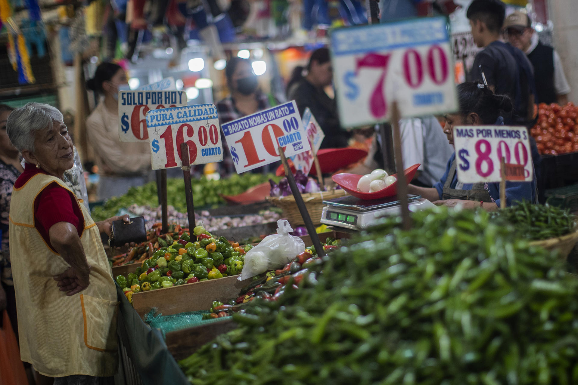 Una mujer compra verduras en el Mercado de Jamaica en Ciudad de México (México). Imagen de archivo. EFE/ Isaac Esquivel