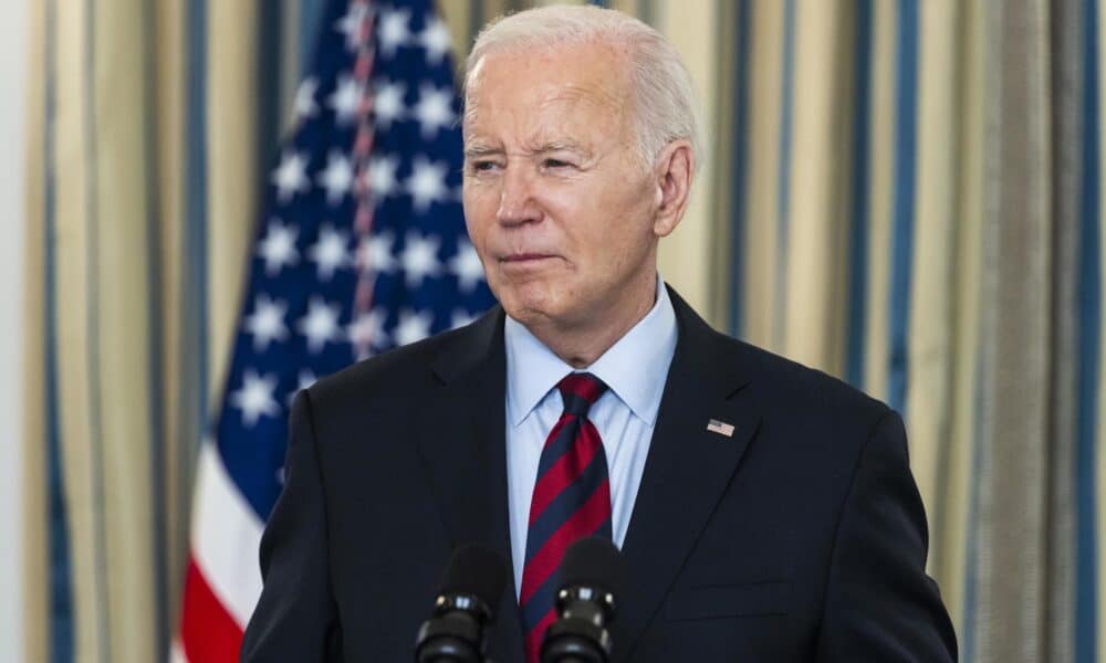 El presidente de Estados Unidos, Joe Biden, fue registrado este martes, 5 de marzo, durante un acto público, en la Casa Blanca, en Washington DC (EE,UU.). EFE/Jim Lo Scalzo/Pool