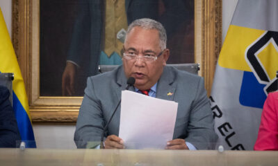 Fotografía del presidente del Consejo Nacional Electoral de Venezuela (CNE), Elvis Amoroso, en una rueda de prensa. EFE/ Rayner Peña R.