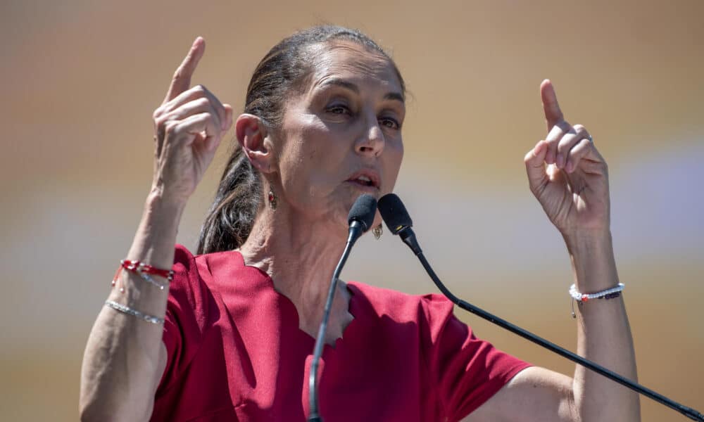 La candidata presidencial por el Movimiento de Regeneración Nacional (Morena), Claudia Sheinbaum, habla durante un acto público en el municipio de Pesquería (México). Imagen de archivo. EFE/Miguel Sierra.