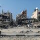 Diversos edificios destruidos en Nuseirat, en Gaza, en una imagen de febrero de 2024. EFE/EPA/MOHAMMED SABER