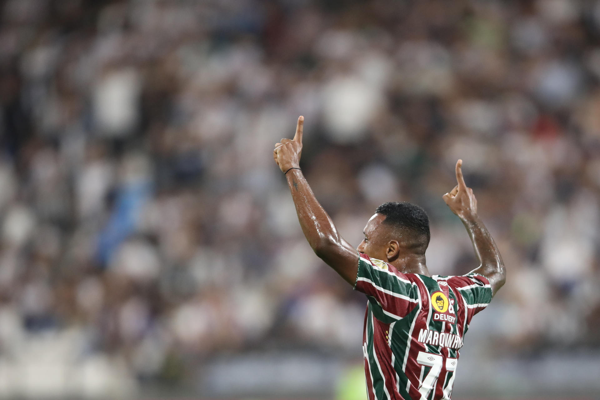 Marquinhos de Fluminense celebra un gol en un partido de la fase de grupos de la Copa Libertadores. EFE/ Paolo Aguilar