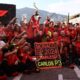 La escudería Ferrari celebra la victoria de Charles Leclerc en el Circuito de Mónaco en Monte Carlo, Monaco. EFE/EPA/ANNA SZILAGYI