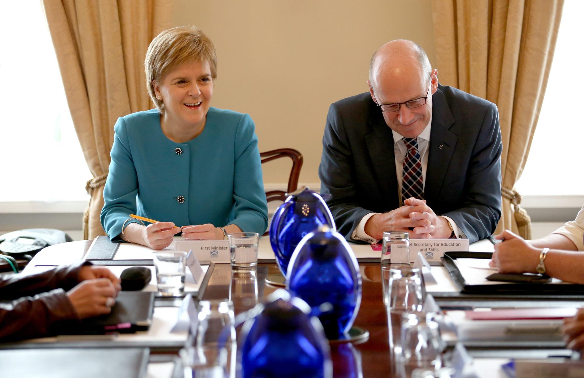 Foto de archivo de John Swinney junto a la entonces primera ministra principal de Escocia, Nicola Sturgeon. EFE/EPA/JANE BARLOW UK AND IRELAND OUT