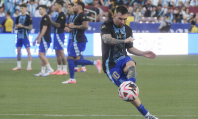 Lionel Messi, capitán y atacante estrella de la selección argentina, fue registrado el pasado 14 de junio, antes de enfrentar a Guatemala en el último partido amistoso previo a la Copa América, en el estadio FedEx Field de Landover (Maryland, EE.UU.). EFE/Lenin Nolly