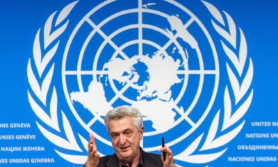 Filippo Grandi, Alto Comisionado de las Naciones Unidas para los Refugiados (ACNUR), habla con los medios de comunicación durante una nueva conferencia de prensa en la sede europea de las Naciones Unidas en Ginebra, Suiza, el 10 de junio de 2024. (Suiza, Ginebra) EFE/EPA/SALVATORE DI NOLFI