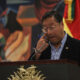 El presidente de Bolivia, Luis Arce, participa durante una conferencia de prensa, tras el fallido golpe de Estado, este jueves, en La Paz (Bolivia). EFE/ Luis Gandarillas