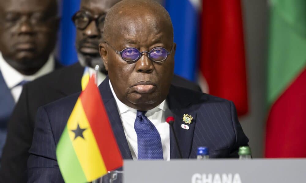 El presidente Nana Addo Dankwa Akufo-Addo de Ghana asiste a la sesión plenaria durante la Cumbre sobre la Paz en Ucrania en Stansstad, cerca de Lucerna, Suiza. EFE/EPA/ALESSANDRO DELLA VALLE / POOL