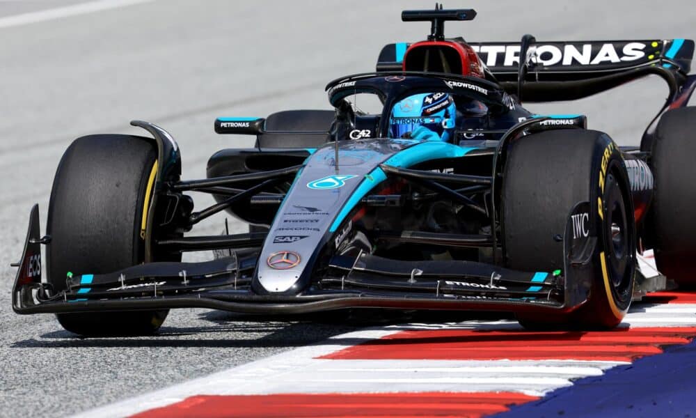 El piloto británico de Mercedes George Russell en Spielberg, Austria. EFE/EPA/MARTIN DIVISEK