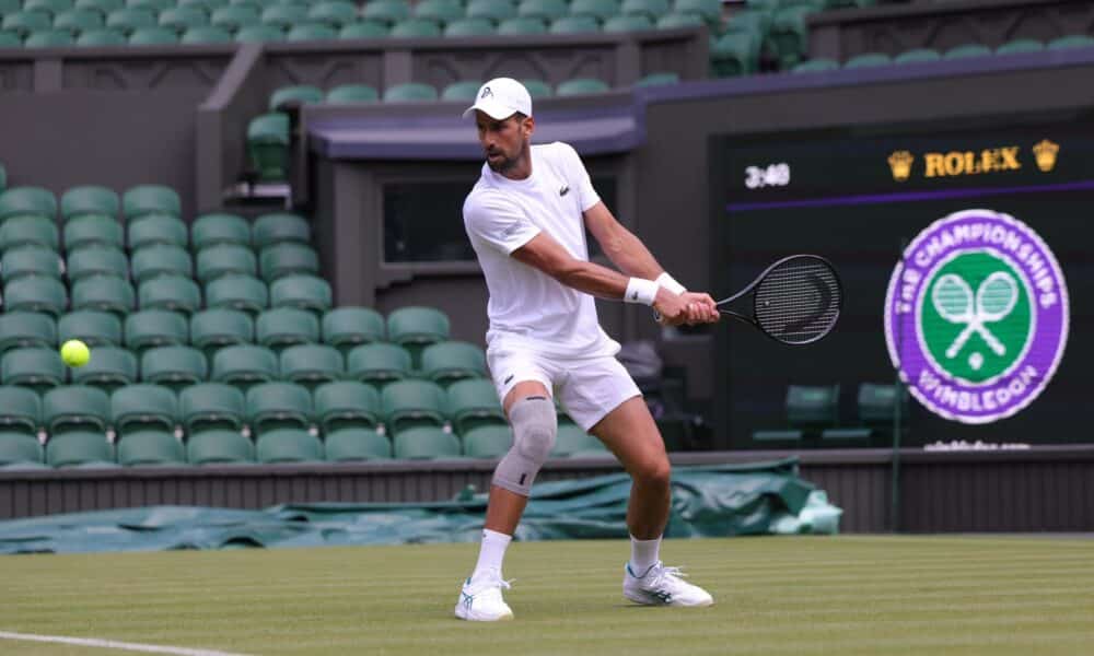 El serbio Novak Djokovic, en la pista central de Wimbledon. EFE/EPA/NEIL HALL