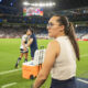 Amelia Valverde entrenadora de Rayadas femenil reacciona durante un partido celebrado en el estadio BBVA de la ciudad de Monterrey (México). Imagen de archivo . EFE/Miguel Sierra