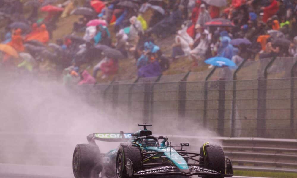 El canadiense Lance Stroll (Aston Martin) en el circuito de Spa-Francorchamps, Bélgica. EFE/EPA/OLIVIER MATTHYS