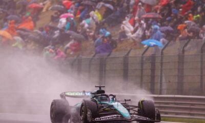 El canadiense Lance Stroll (Aston Martin) en el circuito de Spa-Francorchamps, Bélgica. EFE/EPA/OLIVIER MATTHYS