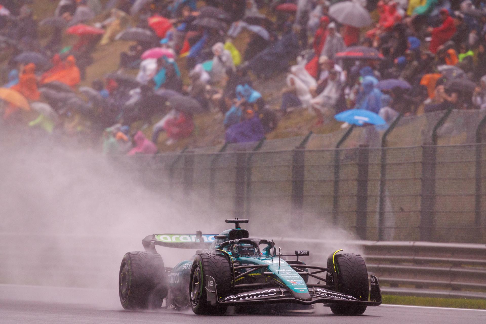 El canadiense Lance Stroll (Aston Martin) en el circuito de Spa-Francorchamps, Bélgica. EFE/EPA/OLIVIER MATTHYS