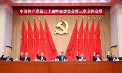 Xi Jinping, Li Qiang, Zhao Leji, Wang Huning, Cai Qi, Ding Xuexiang y Li Xi asisten a la tercera sesión plenaria del XX Comité Central del Partido Comunista de China. EFE/EPA/XINHUA / Xie Huanchi CHINA OUT