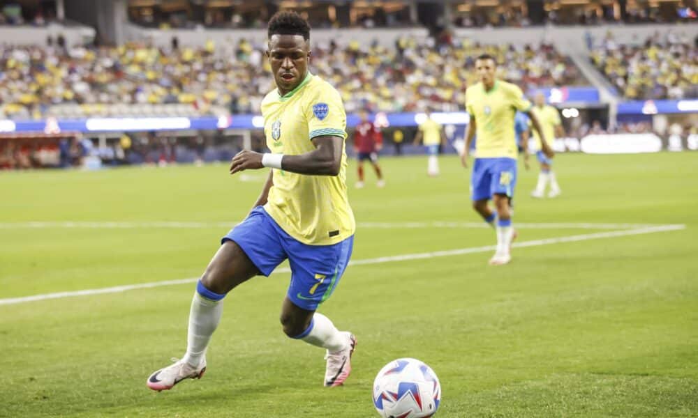 Vinicius Junior, en un momento del partido contra Costa Rica, en la Copa América 2024 que se disputa en Estados Unidos. EFE/EPA/CAROLINE BREHMAN