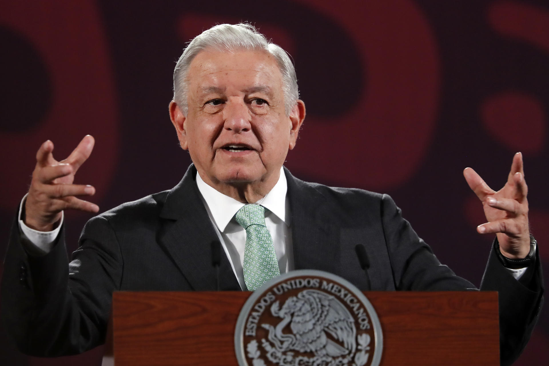 El presidente de México Andrés Manuel López Obrador, durante una conferencia de prensa matutina en Palacio Nacional de la Ciudad de México (México). EFE/Mario Guzmán