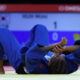 La brasileña Rafaela Silva reacciona ante la japonesa Mimi Huh durante la semifinal de la categoría de -57kg femenino de Judo parte de los Juegos Olímpicos de París 2024 este lunes, en el Champ de Mars Arena de la capital francesa. EFE/ Kiko Huesca