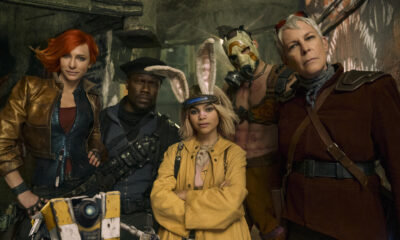 Fotografía cedida por Lionsgate de Cate Blanchett como Lilith, Kevin Hart como Roland, Ariana Greenblatt como Tiny Tina, Florian Munteanu como Krieg y Jamie Lee Curtis como Tannis en la película Borderlands. EFE/ Katalin Vermes/Lionsgate