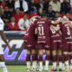 Jugadores de Lanús celebran un gol en el partido de ida de octavos de final de la Copa Sudamericana. EFE/ Rolando Enriquez