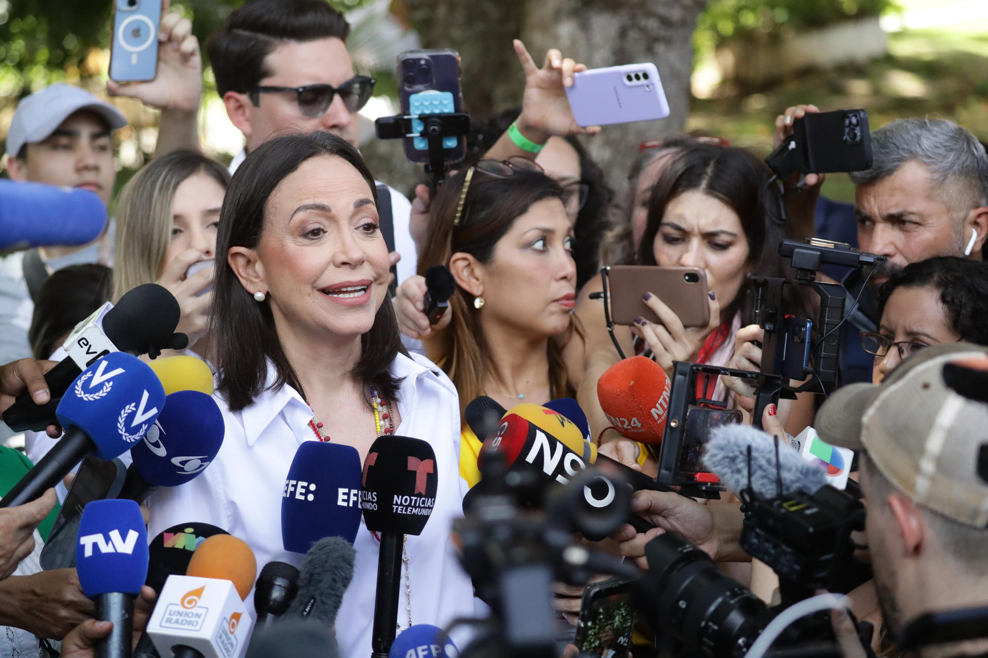 La líder de la oposición Venezolana, María Corina Machado, en una foto de archivo. EFE/ Ronald Peña R.