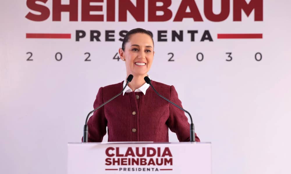 Fotografía cedida por la Casa de Campaña de Claudia Sheinbaum de la presidenta electa de México, Claudia Sheinbaum, habla en una rueda de prensa este jueves en la Ciudad de México (México). EFE/Casa de Campaña de Claudia Sheinbaum/SOLO USO EDITORIAL/SOLO DISPONIBLE PARA ILUSTRAR LA NOTICIA QUE ACOMPAÑA(CRÉDITO OBLIGATORIO)