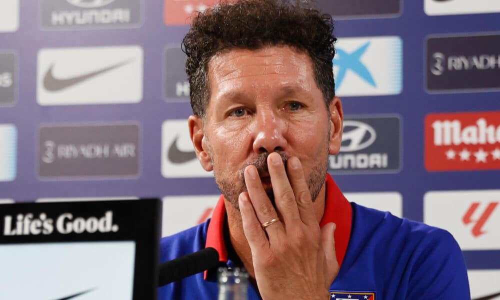 Simeone, en la rueda de prensa de este viernes. EFE/ Fernando Alvarado