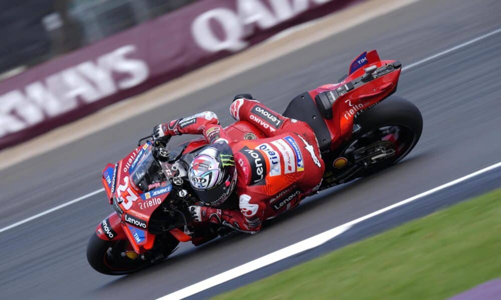 El italiano Enea Bastianini (Ducati Desmosedici GP24) en Silverstone, Gran Bretaña. EFE/EPA/TIM KEETON