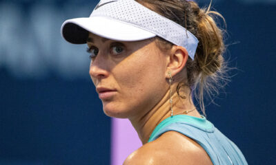 La tenista española Paula Badosa reacciona durante un partido del WTA 1000 National Bank Open en Toronto (Canadá). EFE/Julio César Rivas