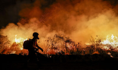 Fotografía de archivo en donde se ve a un bombero mientras trabaja en la extinción de un incendio forestal en Brasil. EFE/ Sebastiao Moreira