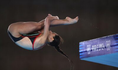 La saltadora mexicana Gabriela Agúndez durante uno de sus saltos de plataforma desde 10m. EFE/EPA/MAST IRHAM