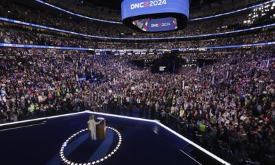 La ex secretaria de Estado de Estados Unidos Hillary Clinton habla durante el primer día de la Convención Nacional Demócrata en el United Center, en Chicago, Illinois, EE.UU., 19 de agosto de 2024. EFE/EPA/Mike Segar / POOL