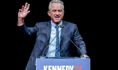 Fotografía de archivo del 14 de enero de 2024 del candidato independiente a la presidencia de EE.UU. Robert F. Kennedy Jr. hablando durante una campaña en Atlanta (Estados Unidos). EFE/ Erik S. Lesser