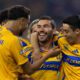 Los jugadores de Tigres celebran un gol este sábado, durante un partido de la Leagues Cup ante Inter Miami en el Estadio NRG en Houston, Texas. EFE/ Carlos Ramírez